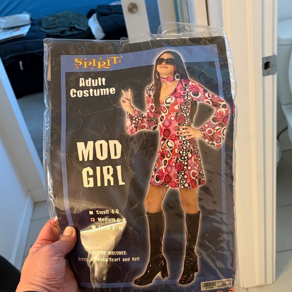 Spirit Mod Girl Costume with Pink and Black Design